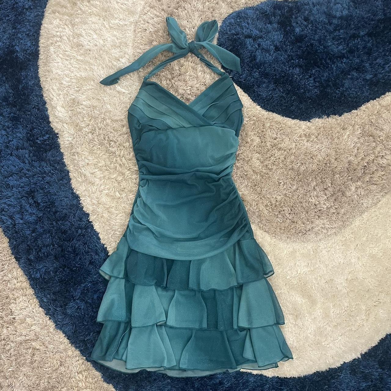 Sweet Glitter Halterneck V-neck Ruffled Mini 16th Birthday Homecoming Dress cc3604