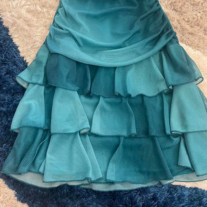 Sweet Glitter Halterneck V-neck Ruffled Mini 16th Birthday Homecoming Dress cc3604