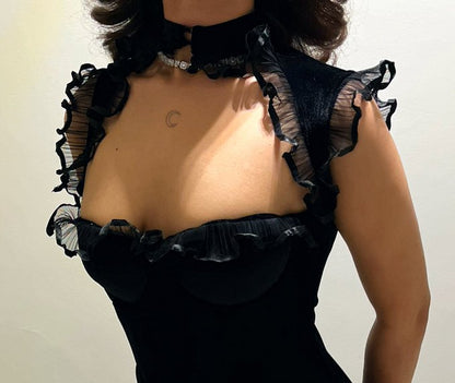 Sexy Black Velvet Ruffled Irregular 17th Birthday Homecoming Dress cc3605