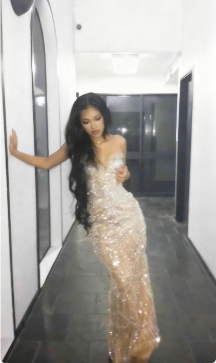 Luxurious Nude Gold Mermaid Deep V Halter Beaded Sequined Long Prom Dress Evening Dress cc5071
