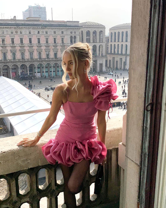 Sweet Pink Three-dimensional Flower Bud Skirt 17th Birthday Homecoming Dress cc3609