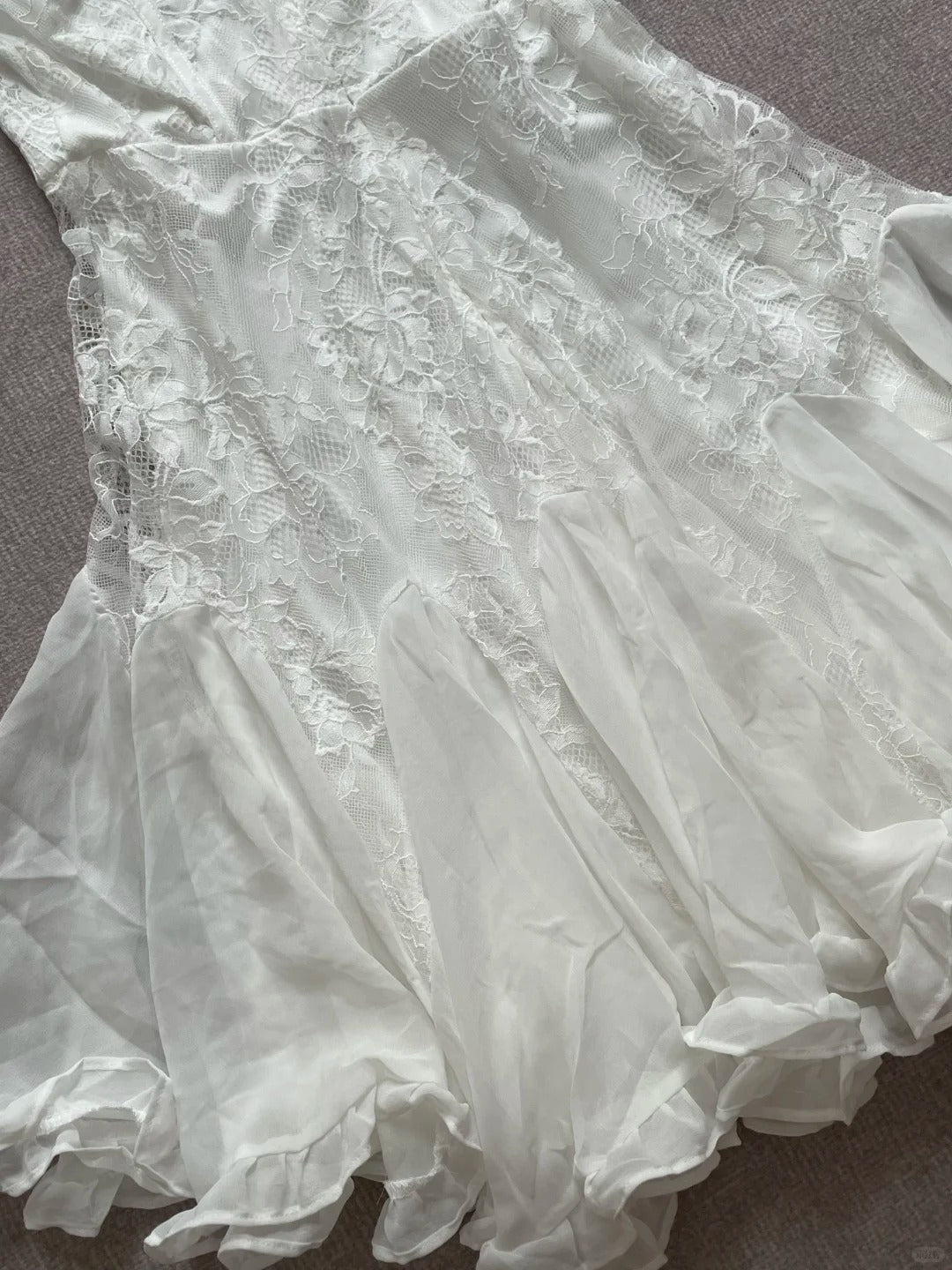 Elegant Tube Top White Lace Splicing Mesh A-line 17th Birthday Homecoming Dress cc3621