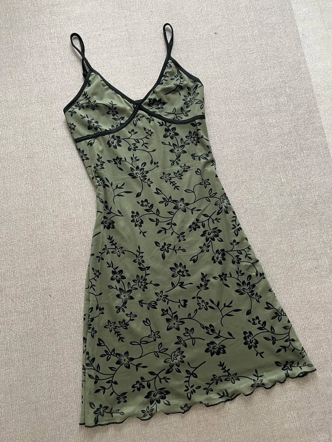 Retro Suspenders Green Floral Mesh Slim Fit 17th Birthday Homecoming Dress cc3622