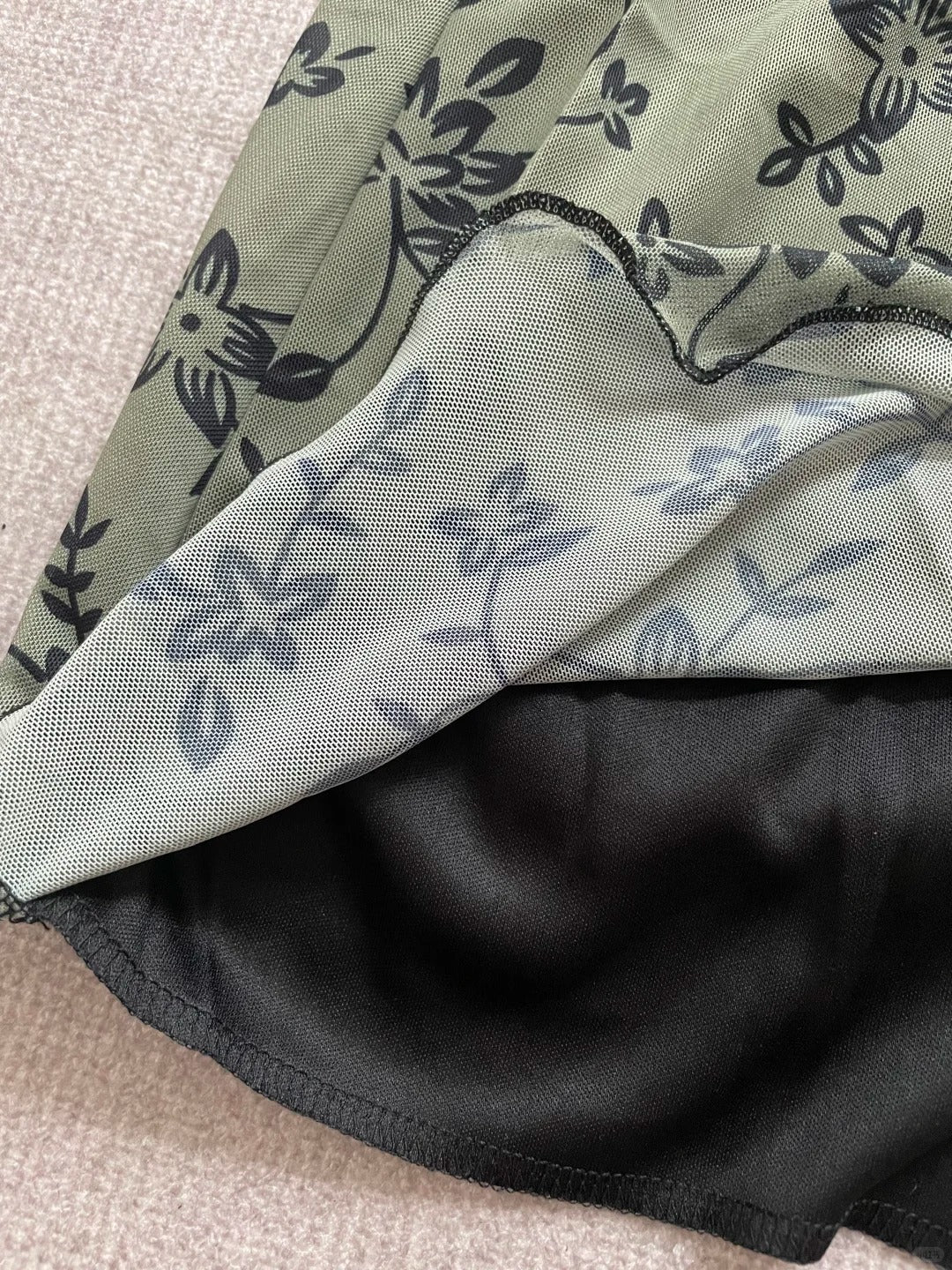 Retro Suspenders Green Floral Mesh Slim Fit 17th Birthday Homecoming Dress cc3622