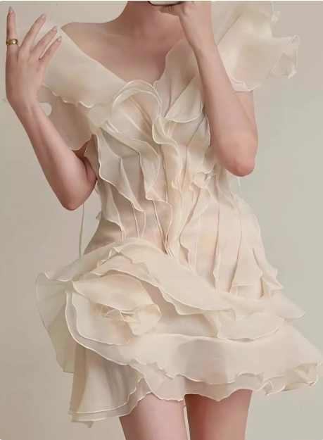 Design Ruffled V-neck One-shoulder Chiffon 17th Birthday Homecoming Dress cc3625