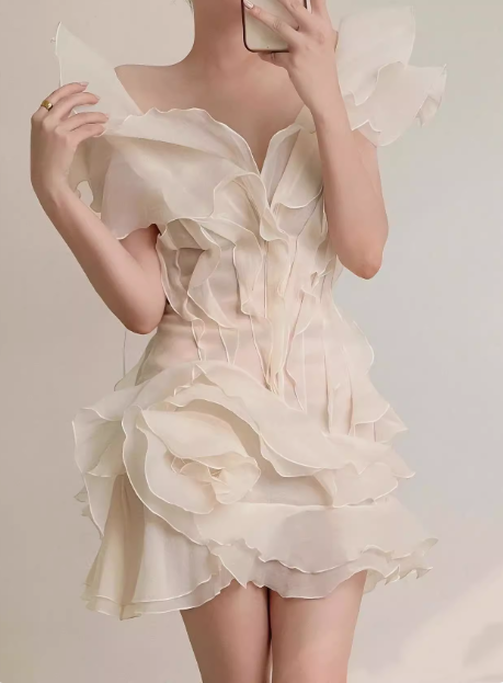 Design Ruffled V-neck One-shoulder Chiffon 17th Birthday Homecoming Dress cc3625