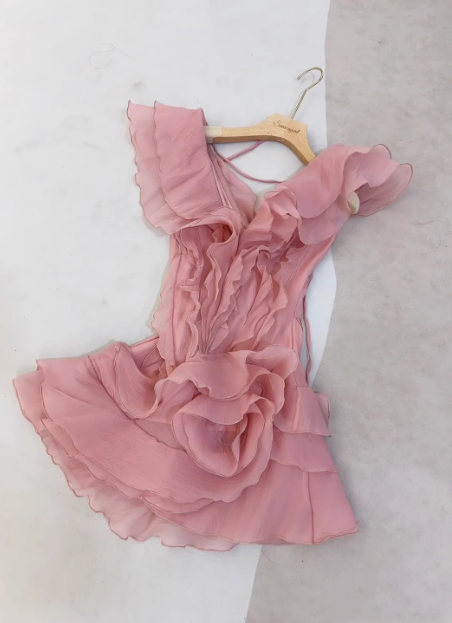 Design Ruffled V-neck One-shoulder Chiffon 17th Birthday Homecoming Dress cc3625