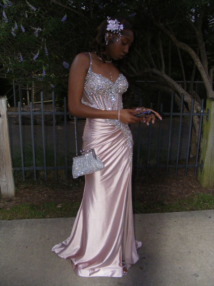 Elegant Pink Mermaid Rhinestone V-Neck Satin Long Prom Dress Evening Dress cc5073