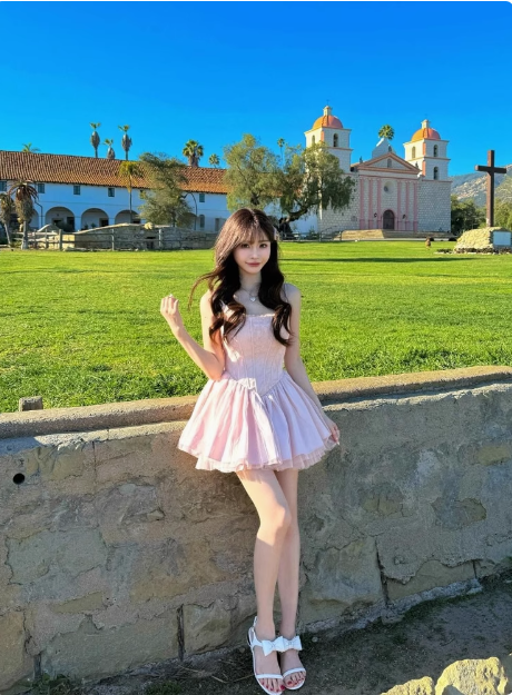 Sweet Sling Backless Bow A-line Fluffy Lace Birthday Dress Homecoming Dress cc3629