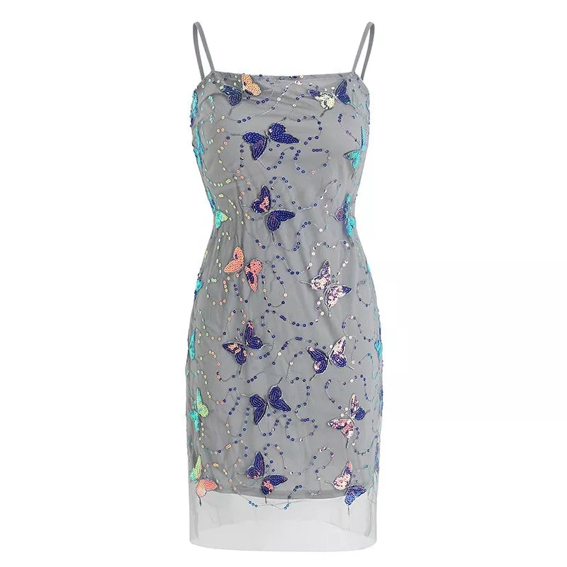 Sweet Suspenders Light Blue Bow Sequined Birthday Skirt Homecoming Dress cc3636