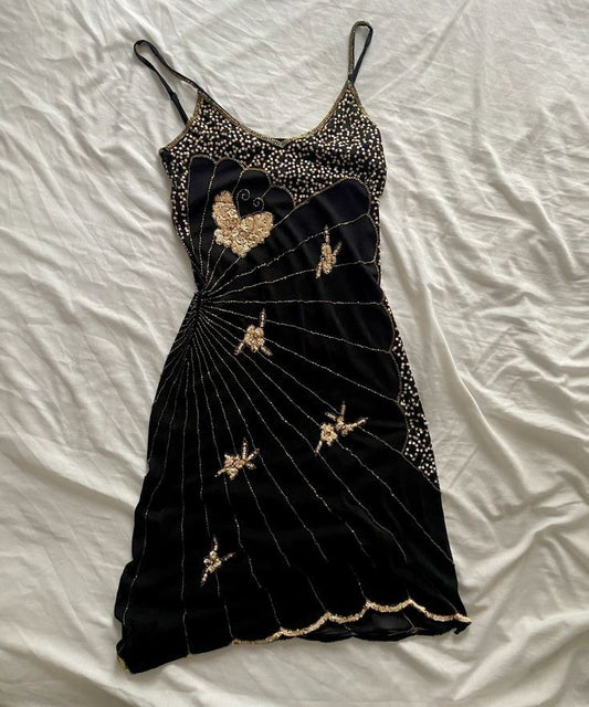 Vintage Black Strapless Butterfly Sequin Birthday Short Skirt Homecoming Dress cc3665