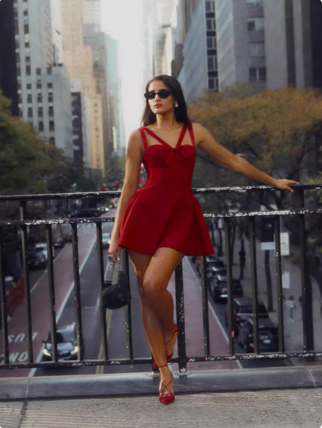 Sweet Bow Strap Red A-line 17th Birthday Short Skirt Homecoming Dress cc3667