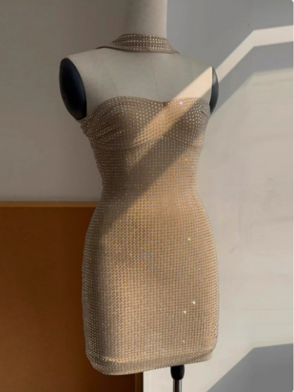 Elegant Hot Diamond Tube Top Slim Fit Hip 17th Birthday Short Skirt Homecoming Dress cc3670