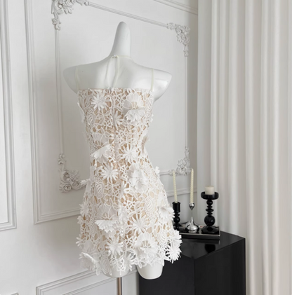 Beautiful Round Neck Mesh Splicing Sleeveless Lace Waist Birthday Skirt Homecoming Dress cc3673