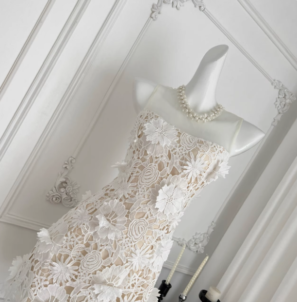 Beautiful Round Neck Mesh Splicing Sleeveless Lace Waist Birthday Skirt Homecoming Dress cc3673