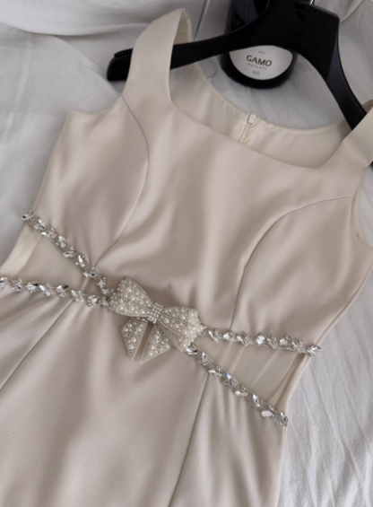Elegant Square Neck Sleeveless Hollow Diamond Birthday Short Skirt Homecoming Dress cc3679