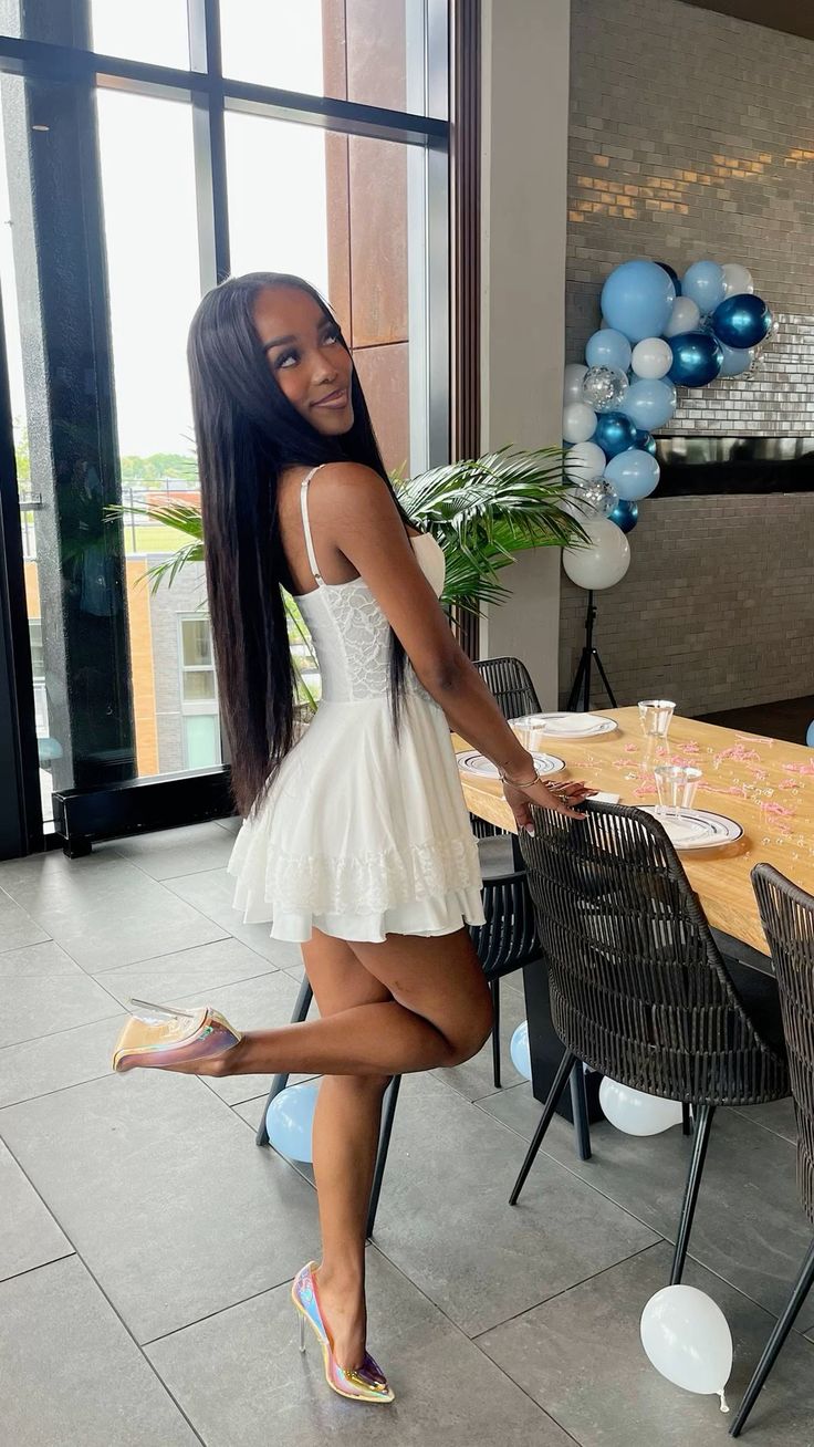 Sweet White Suspender Herringbone A-line 17th Birthday Homecoming Dress cc3705