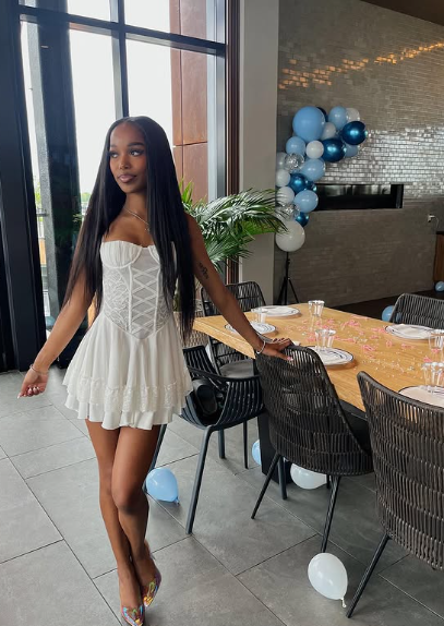 Sweet White Suspender Herringbone A-line 17th Birthday Homecoming Dress cc3705