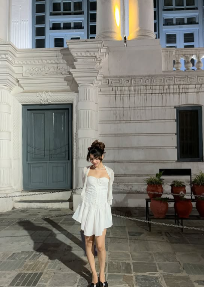 Cute Tube Top Herringbone White Irregular Birthday Dress Homecoming Dress cc3706