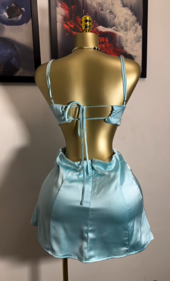 Sexy Hollow Mint Green Satin Mini 17th Birthday Short Skirt Homecoming Dress cc3707