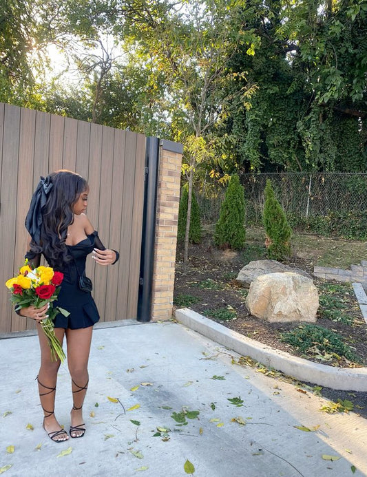 Sexy Black Strapless Off Shoulder Mini Birthday Skirt Homecoming Dress cc3713