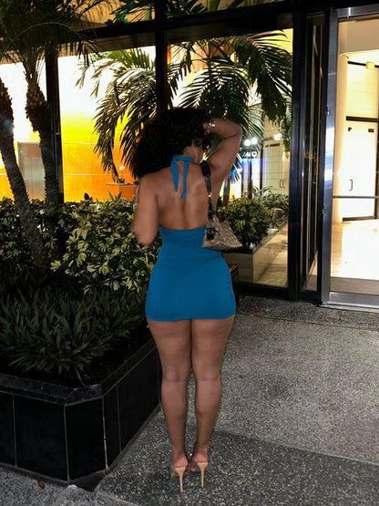 Sexy Low Cut Halter Neck Backless Slim Birthday Short Skirt Homecoming Dress cc3718