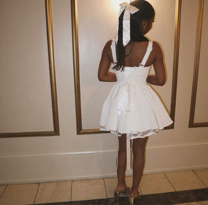 Cute Shoulder Strap A-line Back Strappy 17th Birthday Short Skirt Homecoming Dress cc3720