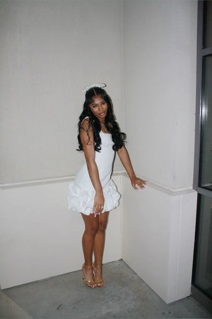 Princess Strap Square Neck Satin Bud Skirt Homecoming Dress cc3721