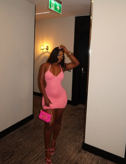 Sexy Pink Halter Neck Slim Fit Hip 21st Birthday Homecoming Dress cc3734