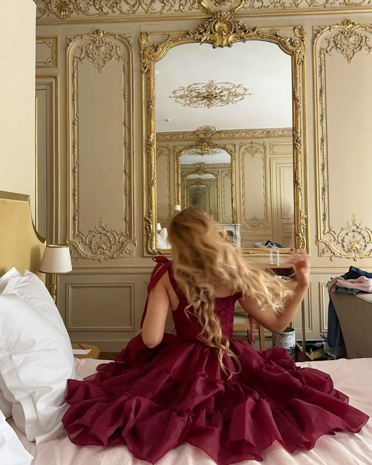 Retro Palace Burgundy A-line Bow Strap Organza Tea-length Prom Dress Evening Dress 17th Birthday Dress cc4739