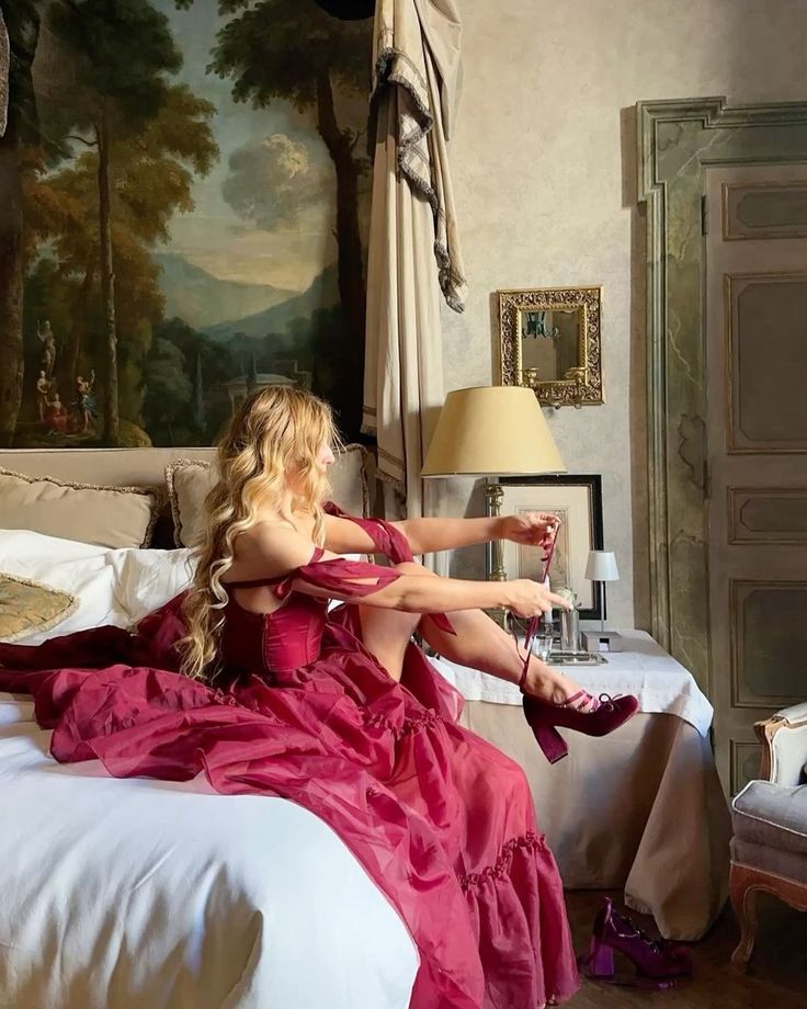 Retro Palace Burgundy A-line Bow Strap Organza Tea-length Prom Dress Evening Dress 17th Birthday Dress cc4739