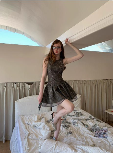 Retro Grey Polka Dot Sleeveless A-line 17th Birthday Homecoming Dress cc3749