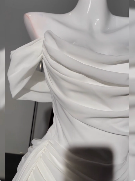 Simple Off The Shoulder Pleated Chiffon White 17th Birthday Homecoming Dress cc3752