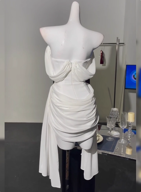 Simple Off The Shoulder Pleated Chiffon White 17th Birthday Homecoming Dress cc3752