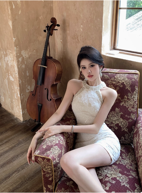 21st Birthday Sequined Halter Neck Off Shoulder Dark Pattern Hip Homecoming Dress cc3753