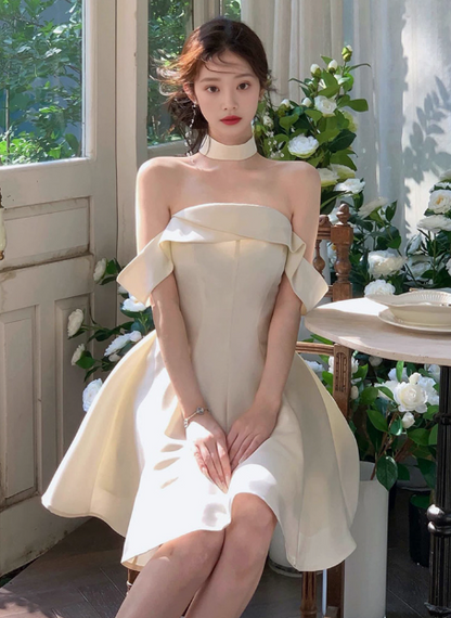 Elegant And Simple Satin One Shoulder A-line Birthday Dress Homecoming Dress cc3755