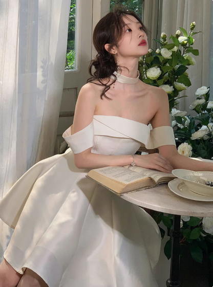 Elegant And Simple Satin One Shoulder A-line Birthday Dress Homecoming Dress cc3755