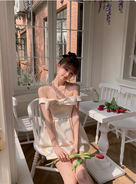 Princess Bow Satin One Shoulder Birthday Dress Homecoming Dress cc3759