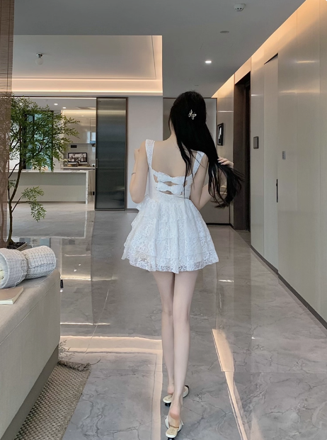 Sweet White Lace Strapless A-Line 17th Birthday Homecoming Dress cc3760