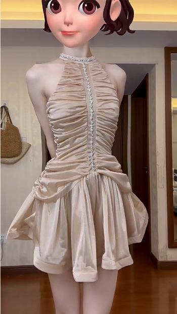 Sweet Waist Rhinestone A-line Cake Birthday Dress Homecoming Dress cc3761