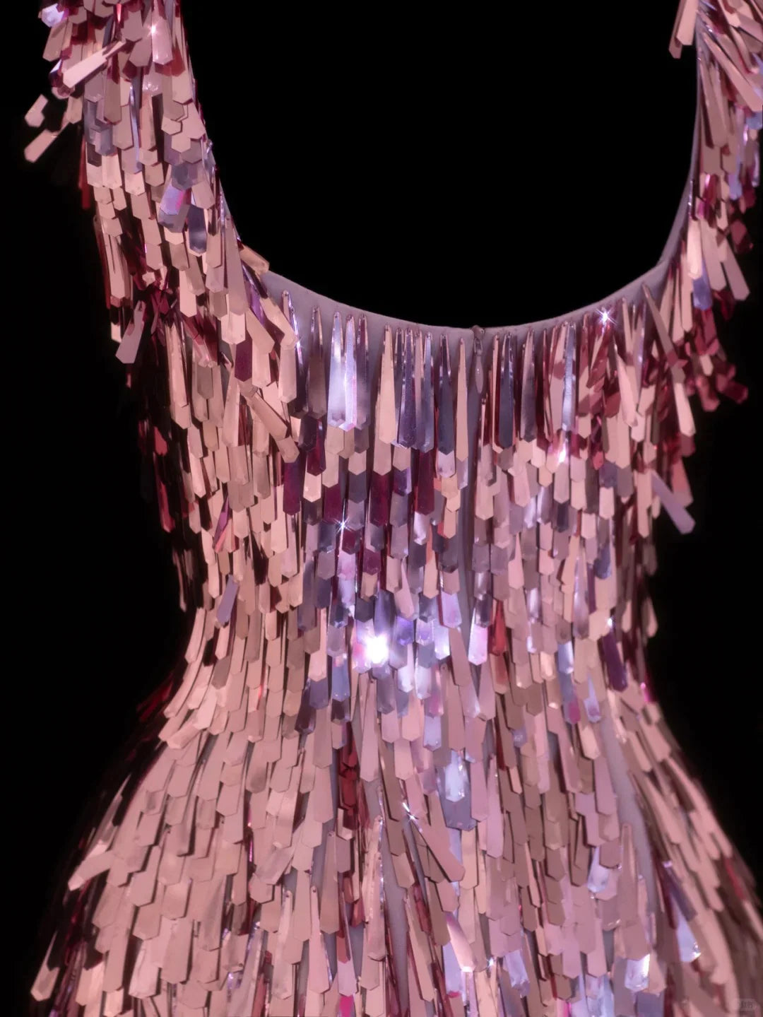 Gorgeous Pink Square Neck Sequin Tassel Slim Birthday Party Homecoming Dress cc4393