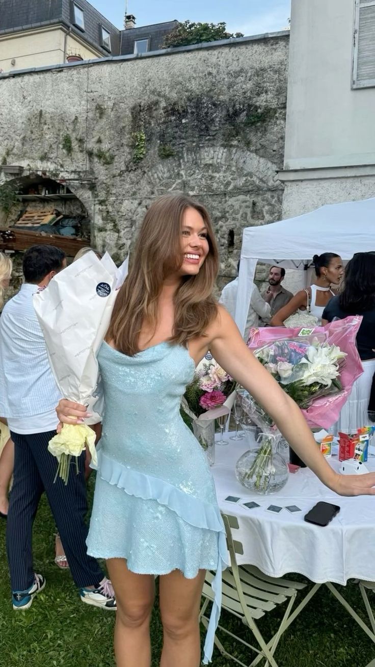 Beautiful Swing Neck Strap Sequin Blue Ruffle 17th Birthday Homecoming Dress cc3782