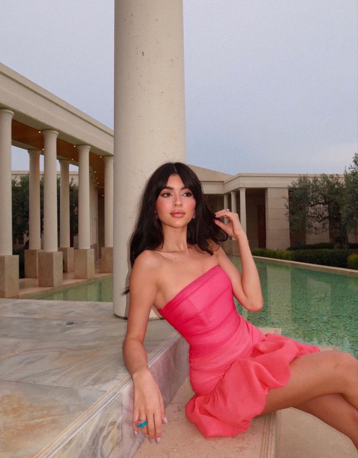 Sweet Pink Tube Top Flower Bud 17th Birthday Homecoming Dress cc3793