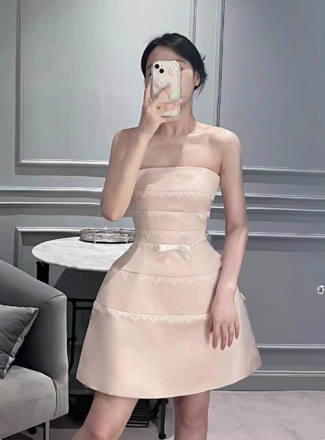 Cute Pink Suspender Satin Lace 17th Birthday Homecoming Dress cc3807