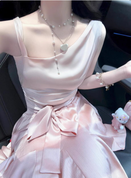 Cute Satin Off-shoulder Bow Birthday Dress Homecoming Dress cc3816