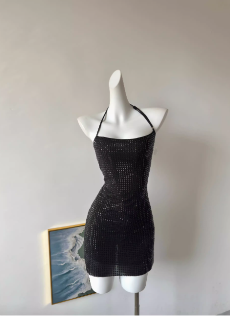 Sexy Halter Neck Super Sparkling Rhinestone Hip-wrapped Birthday Short Skirt Homecoming Dress cc3820