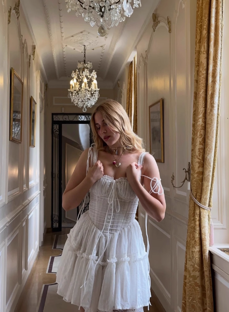 Sweet Lace White Waist Puffy Birthday Skirt Homecoming Dress cc3824