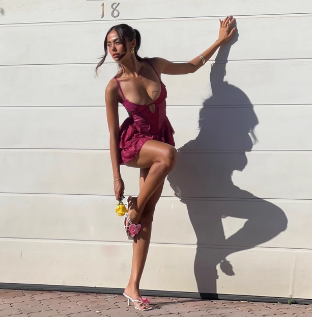 Sexy Purple Lace Halter Waist Hollow Birthday Cake Skirt Homecoming Dress cc3825