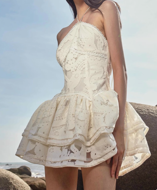 Designer Halterneck Lace A-line Birthday Mini Skirt Homecoming Dress cc3834