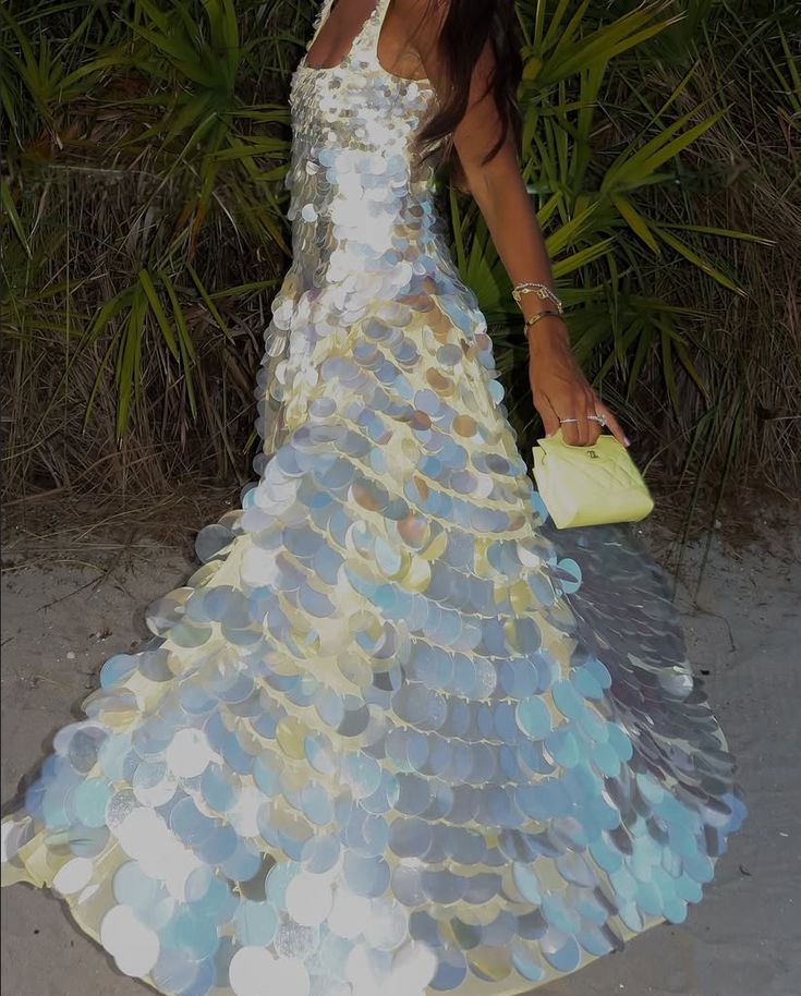 Glamorous A-line Strap Square Neck Sequined Long Prom Dress Evening Dress cc5100